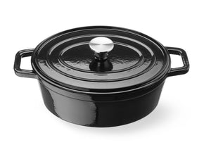 Braadpan geëmailleerd gietijzer, HENDI, 4,4L, Zwart, 365x220x(H)115mm, Ovaal
