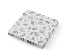 Vetbestendig papier, HENDI, Illustratie fast food patroon, 500 st., 305x305mm