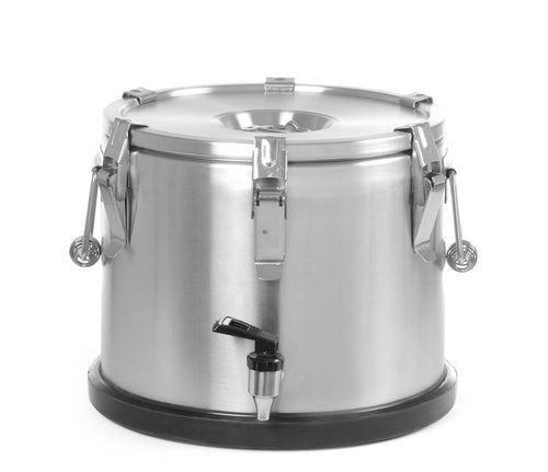 Geïsoleerde draagbare container – met kraan, HENDI, Profi Line, 15L, Zilver, ⌀330x(H)280mm