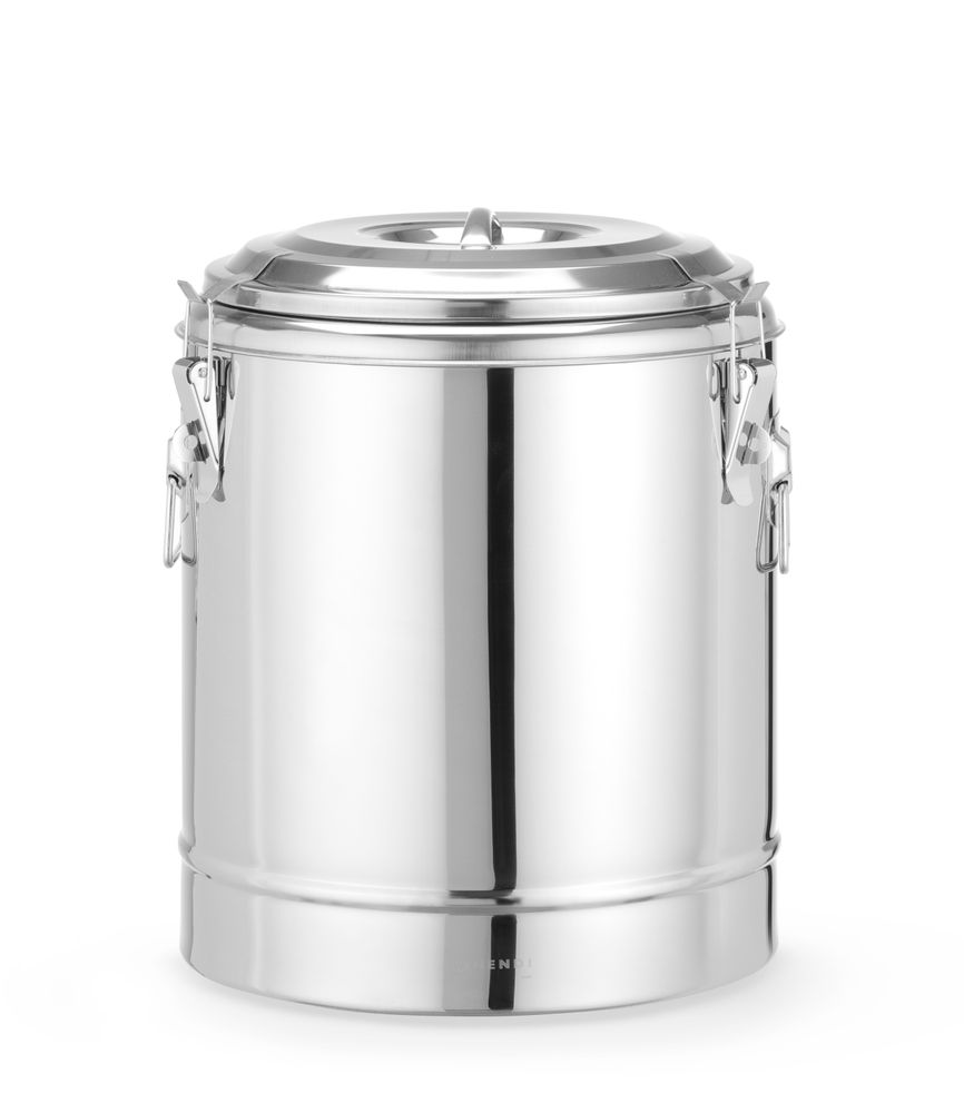 Geïsoleerde draagbare container, HENDI, Kitchen Line, 23L, Zilver, ⌀350x(H)440mm