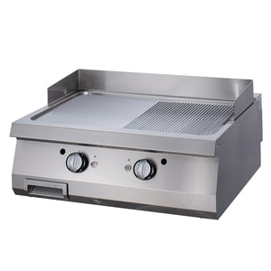 Premium Grillplaat - Half Gegroefd Chroom - Dubbel - 90 cm Diep - Elektrisch