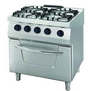 Heavy Duty Fornuis - 4 Pitten - Dubbel - 70 cm Diep - 34 kW - Gas met Oven