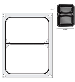 Traysealer matrix, HENDI, Twee-delige container 227x178 mm