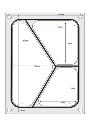 Traysealer matrix, HENDI, Driedelige container 227x178 mm