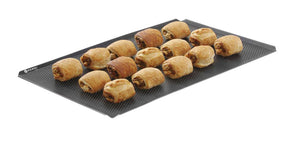 Tray, geperforeerd, anti-aanbak, 4 randen, HENDI, Zwart, 600x400x(H)10mm, Rechthoekig