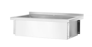 Tafel met enkele wasbak, zonder spatrand - geschroefd, diepte 600 mm, HENDI, Budget Line, 800x600x(H)850mm