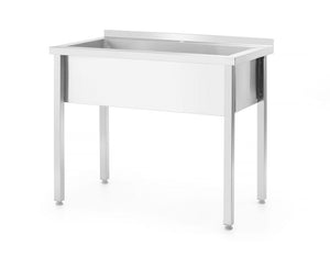 Tafel met enkele wasbak, zonder spatrand - geschroefd, diepte 600 mm, HENDI, Budget Line, 1000x600x(H)850mm