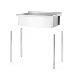 Tafel met enkele wasbak, zonder spatrand - geschroefd, diepte 600 mm, HENDI, Budget Line, 1000x600x(H)850mm