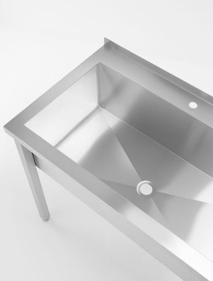 Tafel met enkele wasbak, zonder spatrand - geschroefd, diepte 600 mm, HENDI, Budget Line, 1000x600x(H)850mm