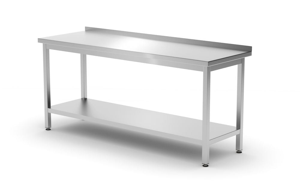 Wandtafel met plank – geschroefd, diepte 600 mm, HENDI, Profi Line, 1800x600x(H)850mm