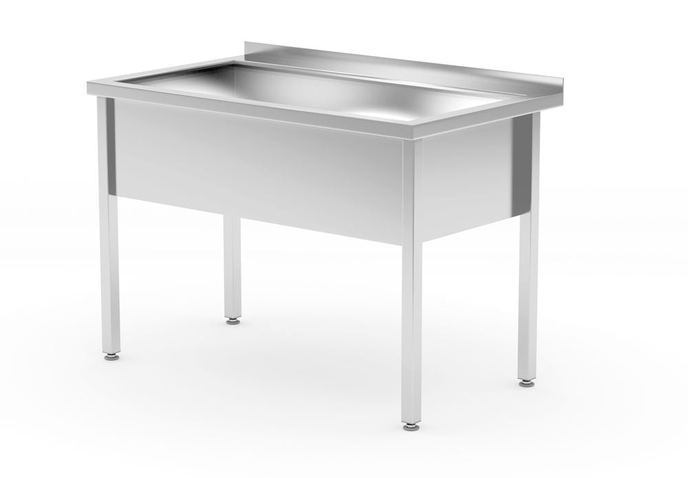 Tafel met enkele wasbak – gelast, diepte 700 mm, kamerhoogte 300 mm, HENDI, Profi Line, 800x700x(H)850mm