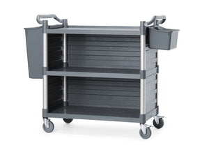 Serveerwagen polypropyleen met 3 bladen, groot, AmerBox, Inclusief zijpanelen, 1010x500x(H)960mm