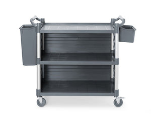 Serveerwagen polypropyleen met 3 bladen, groot, AmerBox, Inclusief zijpanelen, 1010x500x(H)960mm