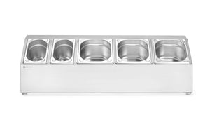 Gastronormbak houder, HENDI, 5 compartimenten, 745x245x(H)215mm