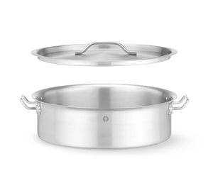 Laag kookpan - met deksel, HENDI, 10,8L, ⌀360x(H)110mm, Rond