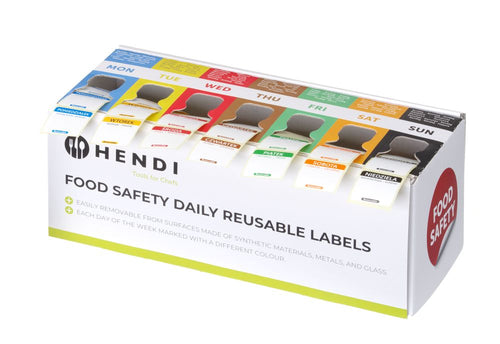 Set voedselveiligheidsstickers, multifunctioneel, eenvoudig verwijderbaar, met een dispenser, HENDI, 240x80x(H)100mm