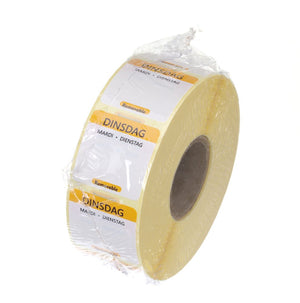 Voedselveiligheidsstickers, multifunctioneel, eenvoudig verwijderbaar , HENDI, Dinsdag, Geel, 1000 st., 25x25mm