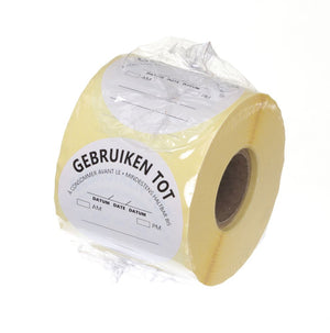 Voedselveiligheidsstickers, multifunctioneel, eenvoudig verwijderbaar, “GEBRUIKEN TOT”, HENDI, Wit, 500 st., ⌀50mm