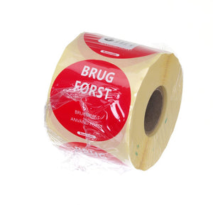 Voedselveiligheidsstickers, multifunctioneel, eenvoudig verwijderbaar, “EERST GEBRUIKEN”, HENDI, Rood, 500 st., ⌀50mm