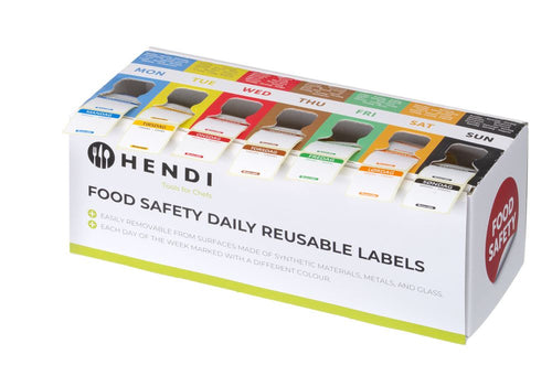 Set voedselveiligheidsstickers, multifunctioneel, eenvoudig verwijderbaar, met een dispenser, HENDI, 240x80x(H)100mm