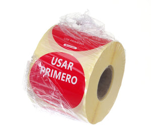Voedselveiligheidsstickers, multifunctioneel, eenvoudig verwijderbaar, “EERST GEBRUIKEN”, HENDI, Rood, 500 st., ⌀50mm