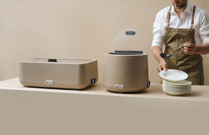 Chafing dish UNIQ, HENDI, designed by Robert Bronwasser, GN 1/1, Beige, 230V/700W, 607x402x(H)245mm