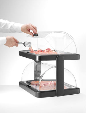 Koeldisplay met rolltop “Duo” UNIQ, HENDI, designed by Robert Bronwasser, Dubbel, Zwart, 480x355x(H)480mm, Rechthoekig