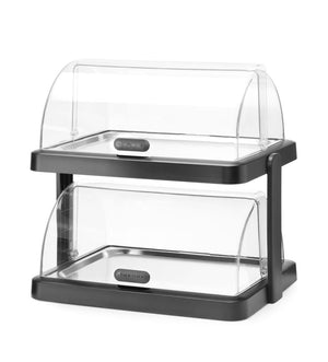 Koeldisplay met rolltop “Duo” UNIQ, HENDI, designed by Robert Bronwasser, Dubbel, Zwart, 480x355x(H)480mm, Rechthoekig