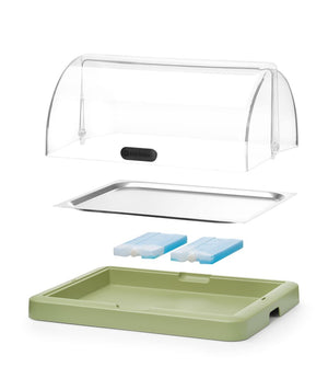 Koeldisplay met rolltop “Duo” UNIQ, HENDI, designed by Robert Bronwasser, Enkel, Groen, 460x355x(H)220mm, Rechthoekig