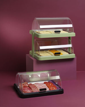 Koeldisplay met rolltop “Duo” UNIQ, HENDI, designed by Robert Bronwasser, Dubbel, Groen, 480x355x(H)480mm, Rechthoekig