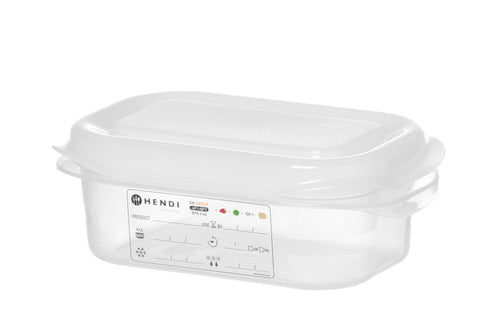 GN 1/9 container, polypropyleen, HENDI, GN 1/9, 0,6L, Transparant, 176x108x(H)65mm, Rechthoekig