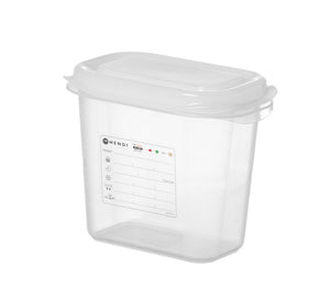 GN 1/9 container, polypropyleen, HENDI, GN 1/9, 1,5L, Transparant, 176x108x(H)150mm, Rechthoekig