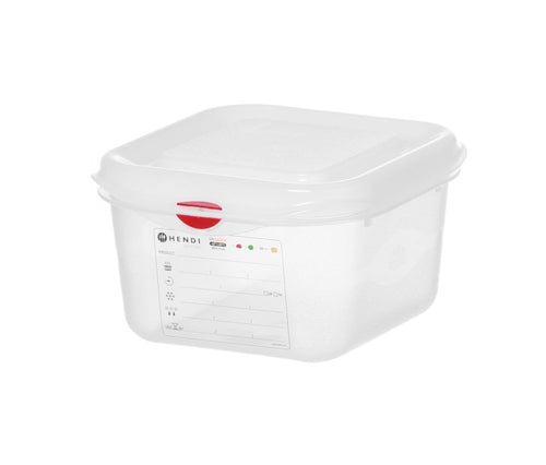 GN 1/6 container, polypropyleen, HENDI, GN 1/6, 1,7L, Transparant, 176x162x(H)100mm, Rechthoekig
