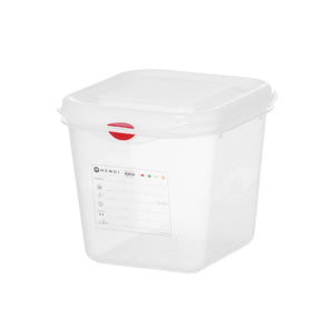 GN 1/6 container, polypropyleen, HENDI, GN 1/6, 2,6L, Transparant, 176x162x(H)150mm, Rechthoekig