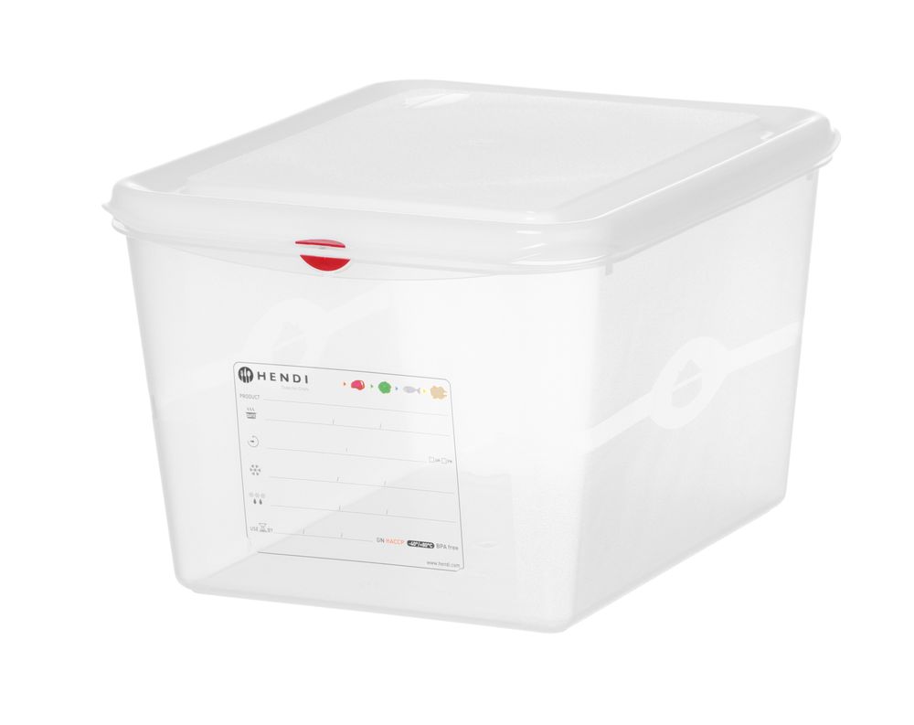 GN 1/2 container, polypropyleen, HENDI, GN 1/2, 12,5L, Transparant, 325x265x(H)200mm, Rechthoekig
