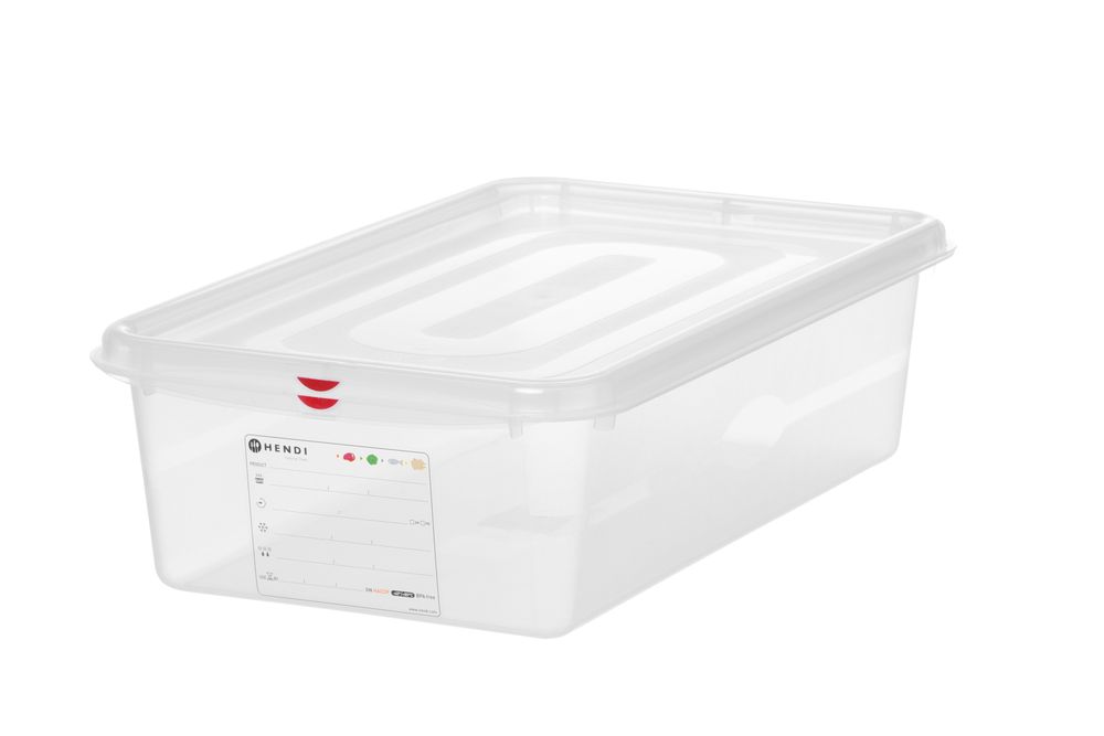 GN 1/1 container, polypropyleen, HENDI, GN 1/1, 21L, Transparant, 530x325x(H)150mm, Rechthoekig