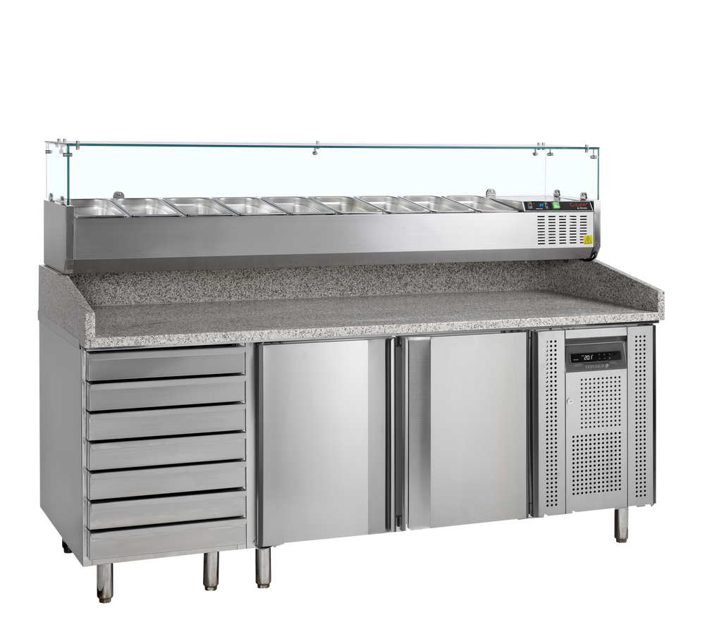 Pizzatafel incl. unit voor toppings PT1310 + GVC38-200