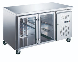 Koelwerkbank - 136 cm - 2 Glazen Deuren