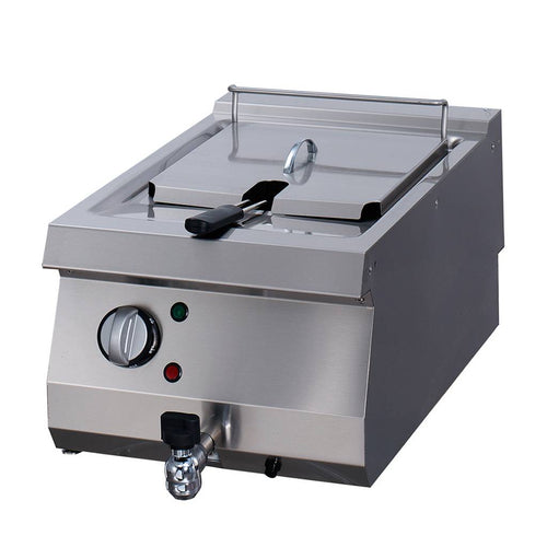 Heavy Duty Friteuse - 1 x 12 L - Enkel - 70 cm Diep - met Tapkraan - Elektrisch