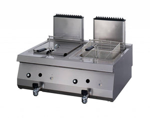 Heavy Duty Friteuse - 2 x 12 L - Dubbel - 70 cm Diep - met Tapkraan - Gas