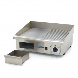 Grillplaat - Half Gegroefd - 55 cm - incl. Opvangbak