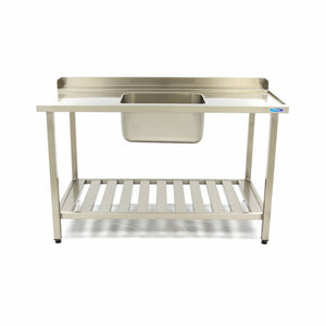 Spoeltafel - 140 x 75 cm - Aanvoer Vaatwasser Rechts - incl. Wasbak en Onderschap