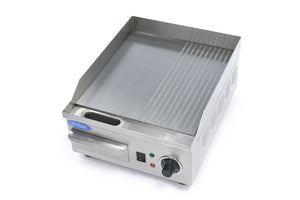 Grillplaat - Half Gegroefd - 36 cm - incl. Opvangbak