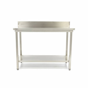 Werktafel rvs - 180 x 60 cm - Verstelbare Hoogte - met Spatrand en Onderschap