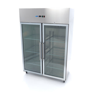 Koelkast - 1200 L - 6 Verstelbare Roosters (2/1 GN) - Rvs - met Glazen Deur
