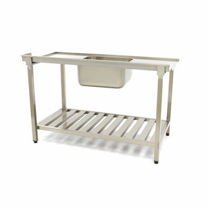 Spoeltafel - 140 x 75 cm - Aanvoer Vaatwasser Rechts - incl. Wasbak en Onderschap