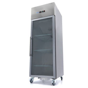 Koelkast - 600 L - 3 Verstelbare Roosters (2/1 GN) - Rvs - met Glazen Deur