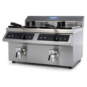 Frituurpan - 2x 8 L - 2 Manden - met Tapkraan - Inductie