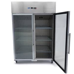 Vrieskast - 1200 L - 6 Verstelbare Roosters (2/1 GN) - Rvs - met Glazen Deur