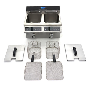Frituurpan - 2x 8 L - 2 Manden - met Tapkraan - Inductie